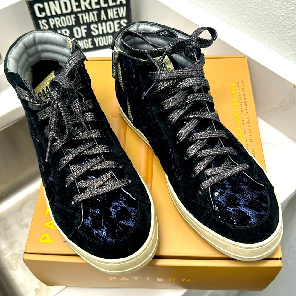P448 Navy sequin mid sneaker